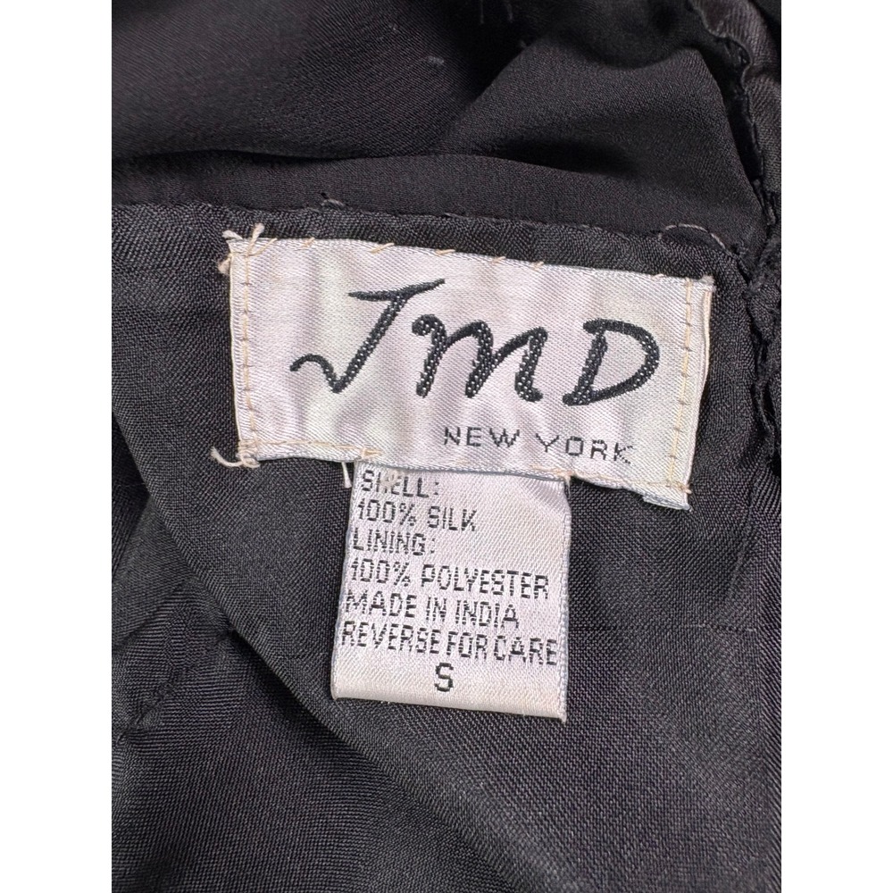 Vintage JMD New York Silk Maxi Dress S Black Beaded Sheer Evening Gown Formal - Picture 4 of 8